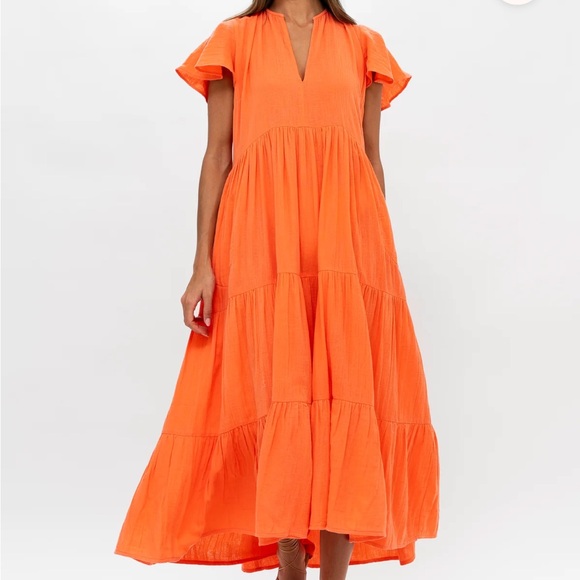 Oliphant Design Maxi V-Neck Dress Watercolor Print Pockets Cotton Tuckernuck - Picture 9 of 9